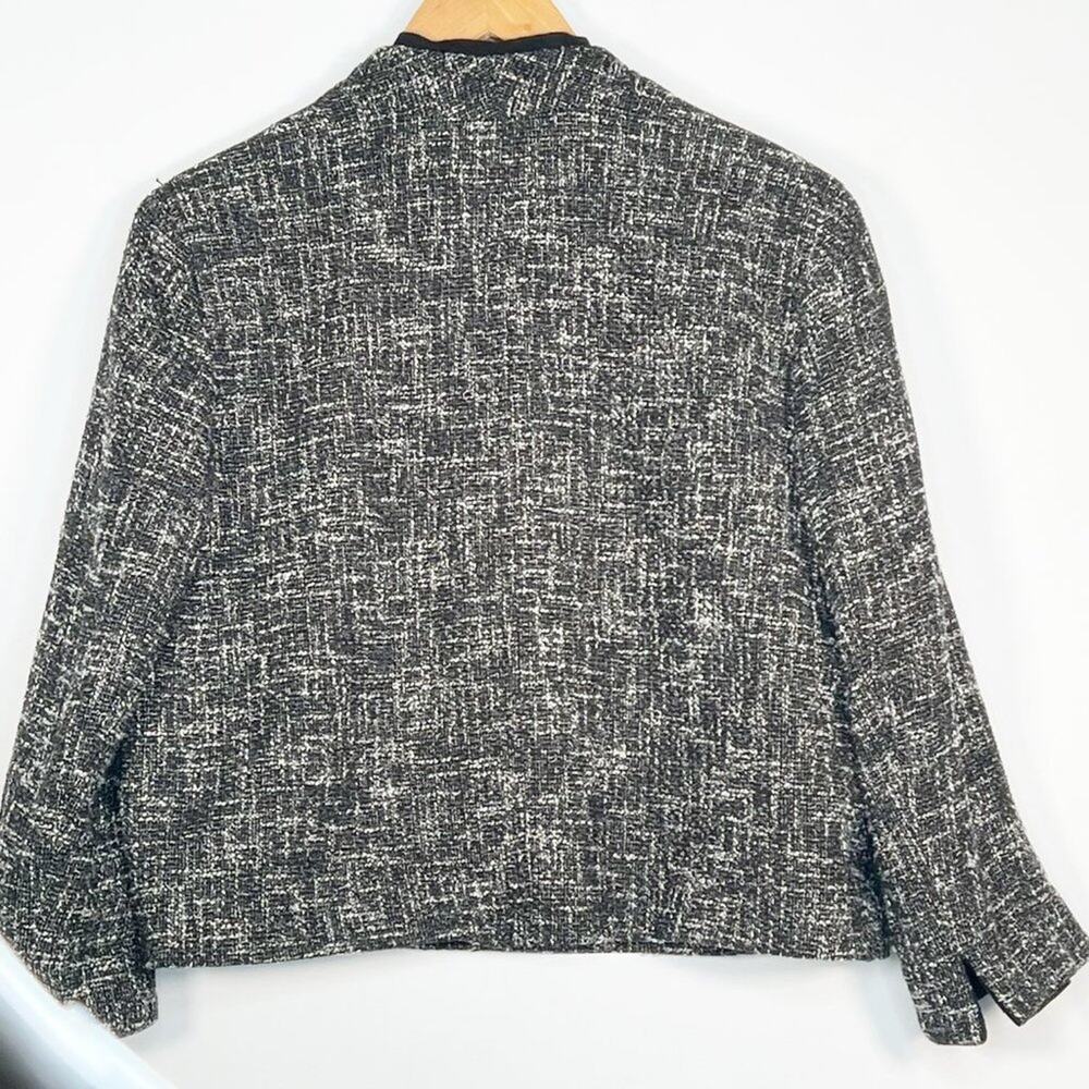 Talbots Black White Textured Tweed Collarless Suit Jacket Womens 16 Petite - Picture 8 of 14